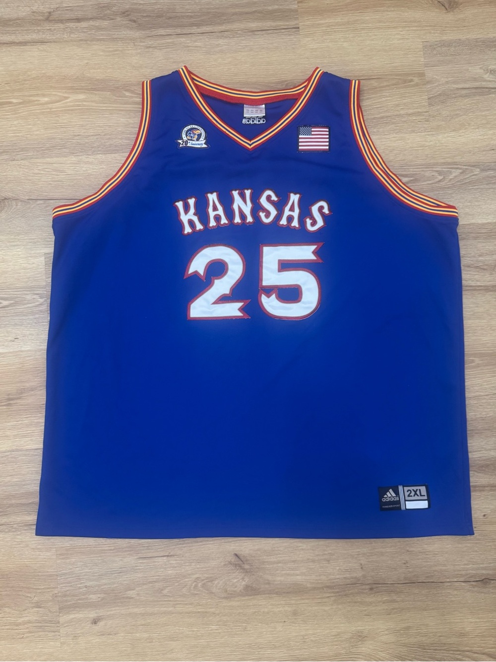 2008 Adidas Kansas Jayhawks Danny Manning #25 Jersey 2XL 1988 20th Anniversary